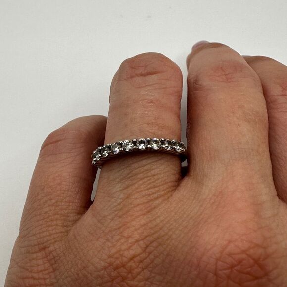 SALE! Beautiful, simple CZ diamond band in stamped sterling silver! - Picture 7 of 10